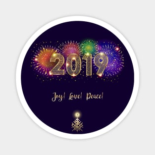 2019 Happy Winter Holiday Fireworks Magnet